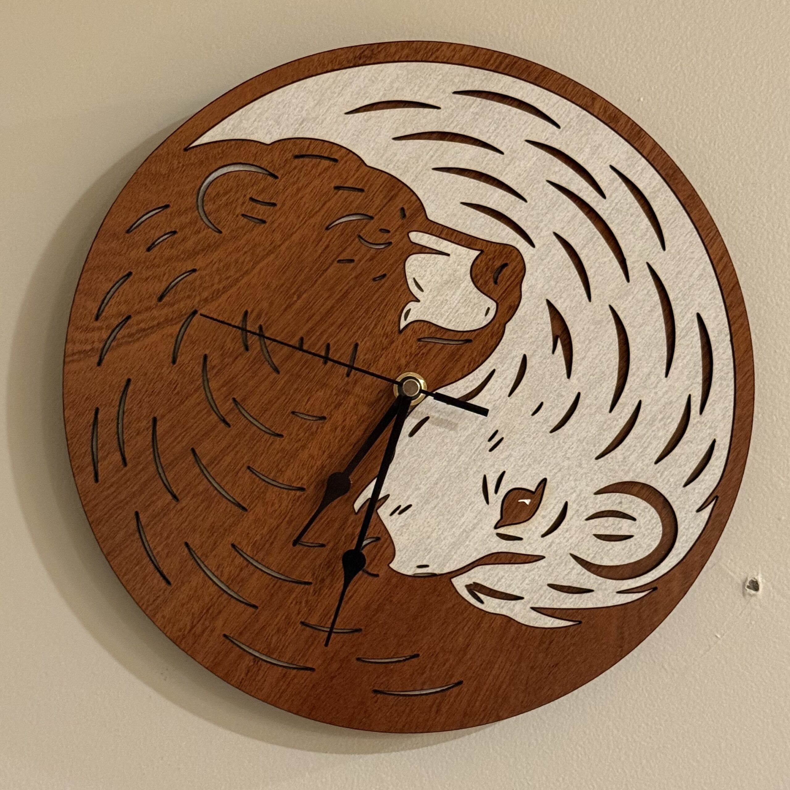 Yin Yang Bear Wall Clock