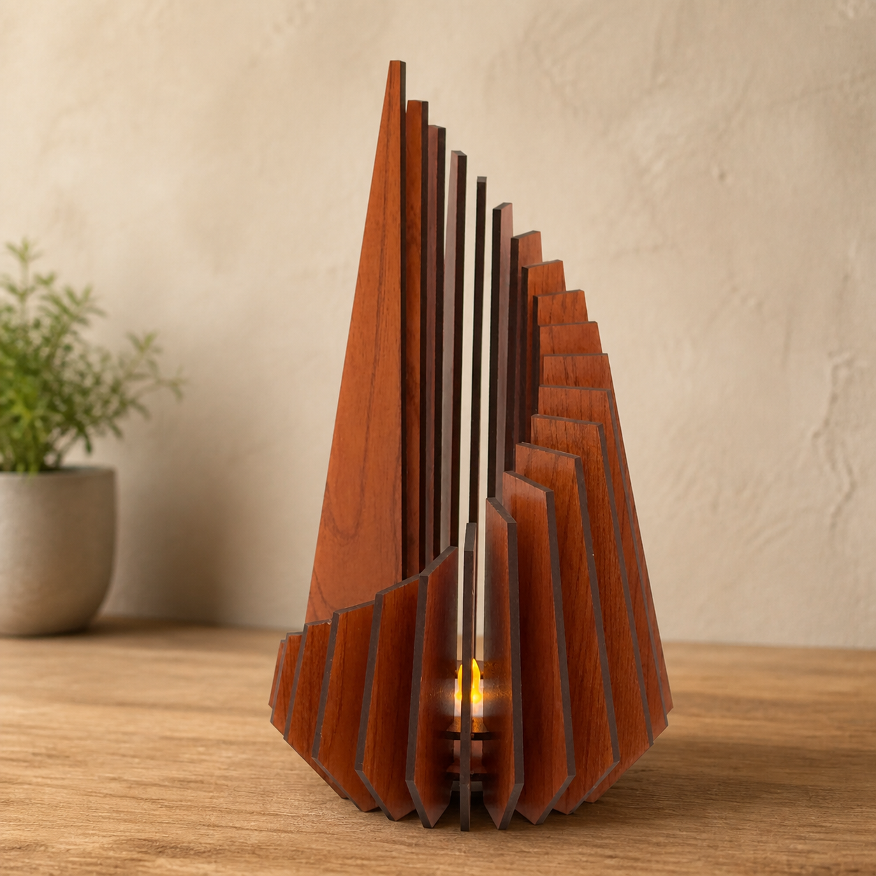 Sculptural Eco Wood Candle Holder