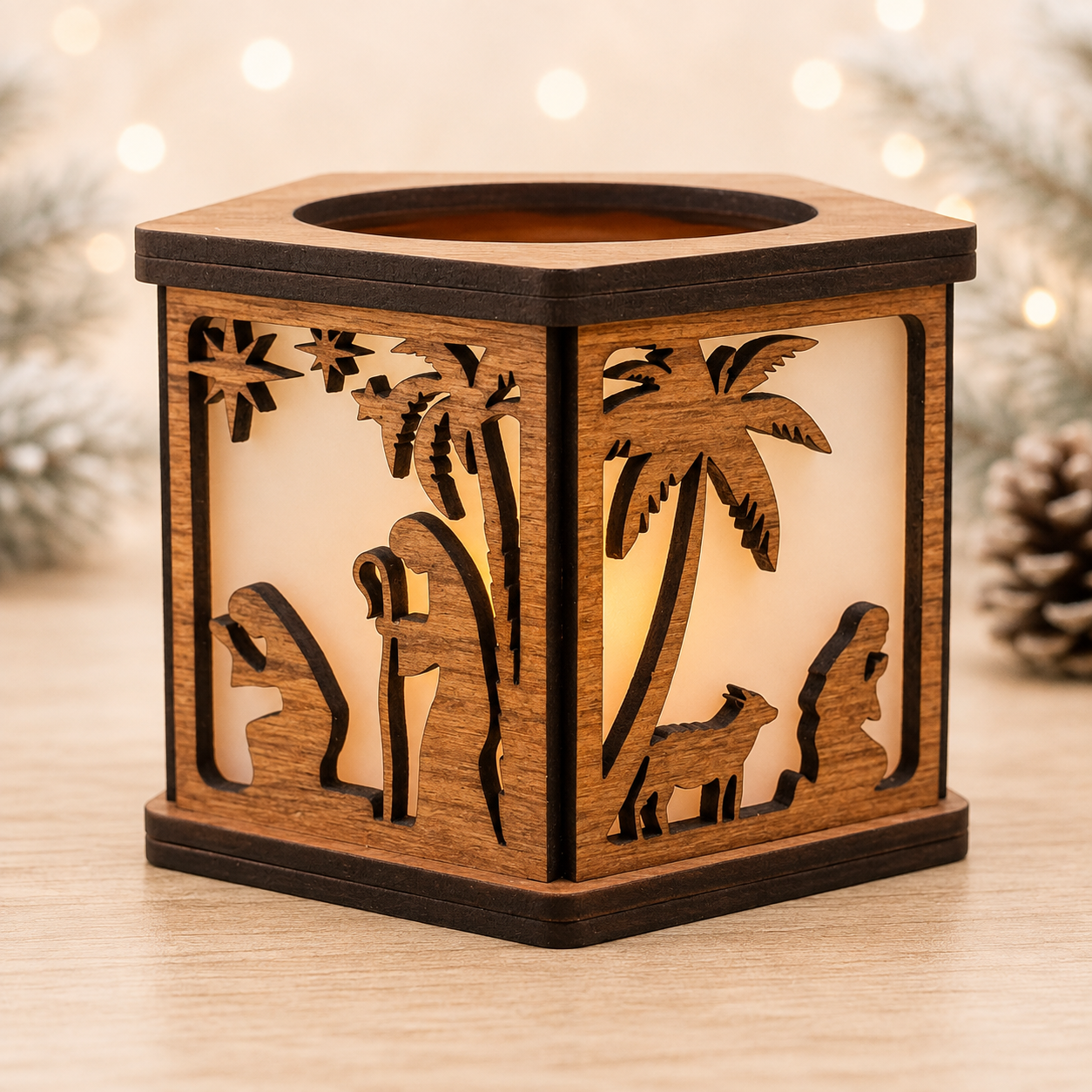 Lighted Nativity Candle Holder - Image 3