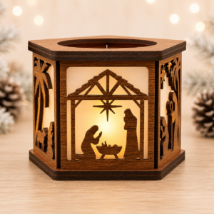 Lighted Nativity Candle Holder