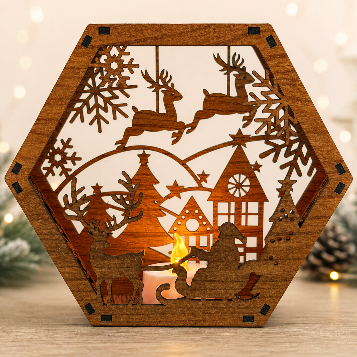 Lighted Santa Christmas Village Lantern