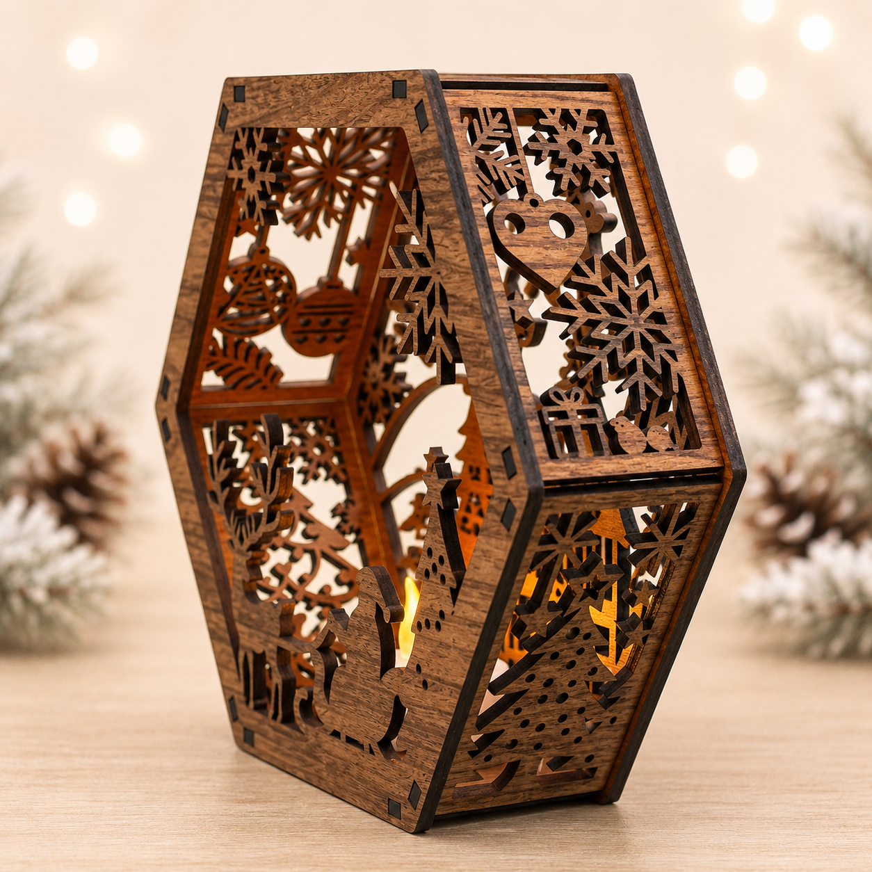 Lighted Santa Christmas Village Lantern - Image 5